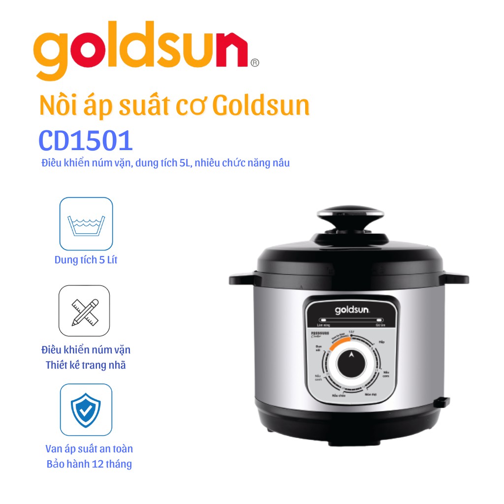 Nồi áp suất điện cơ 5L Goldsun CD1501