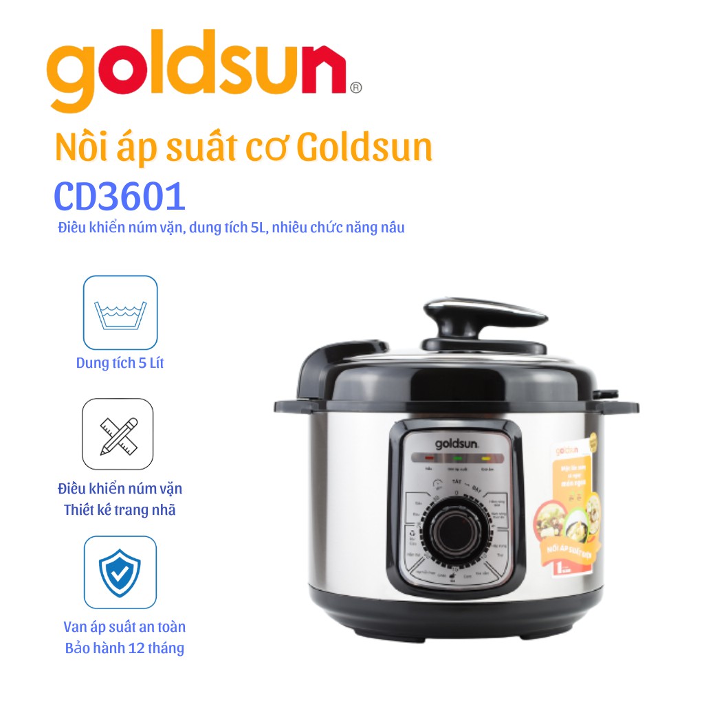 Nồi áp suất điện cơ 5L Goldsun CD3601