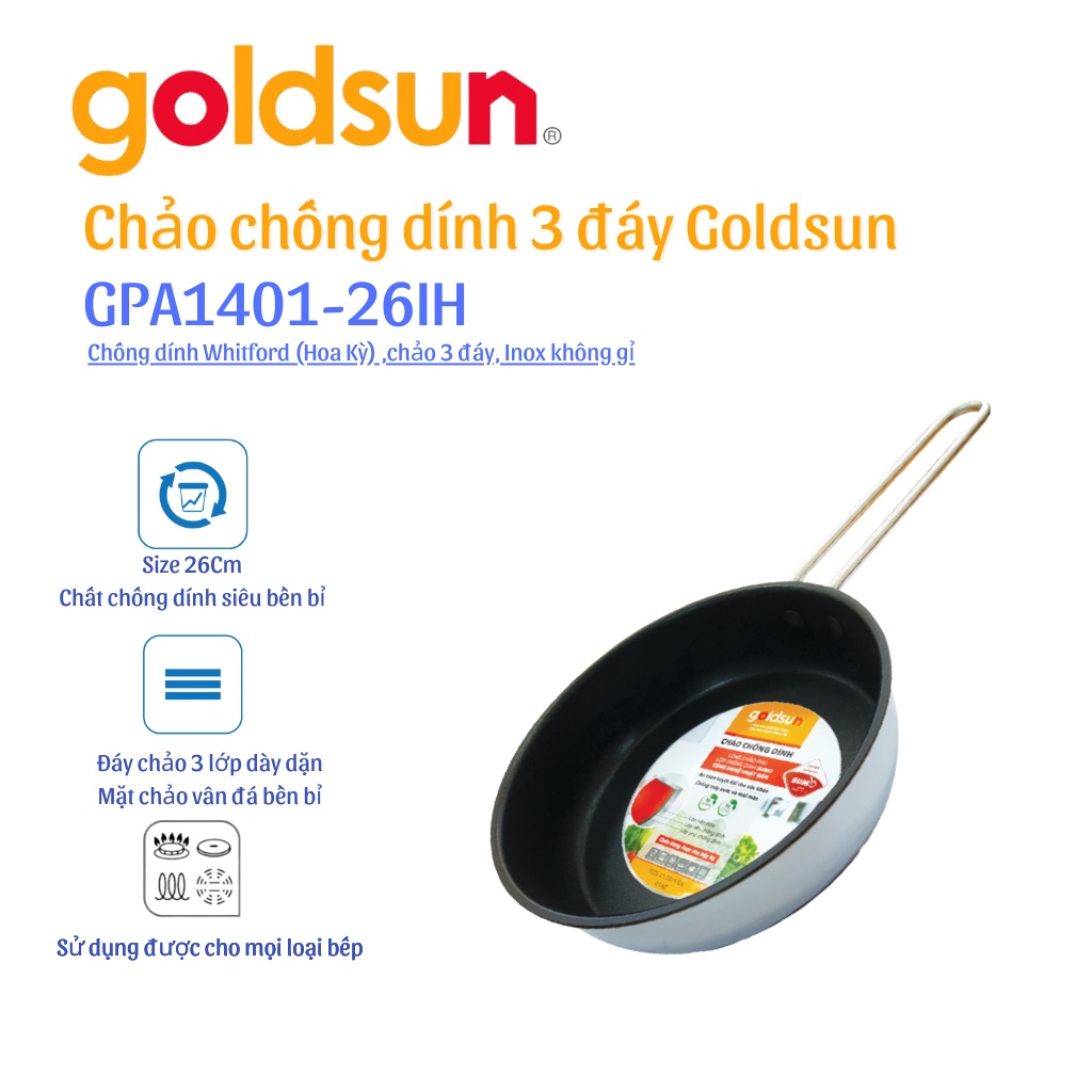 Chảo inox chống dính Goldsun GPA1401-26IH