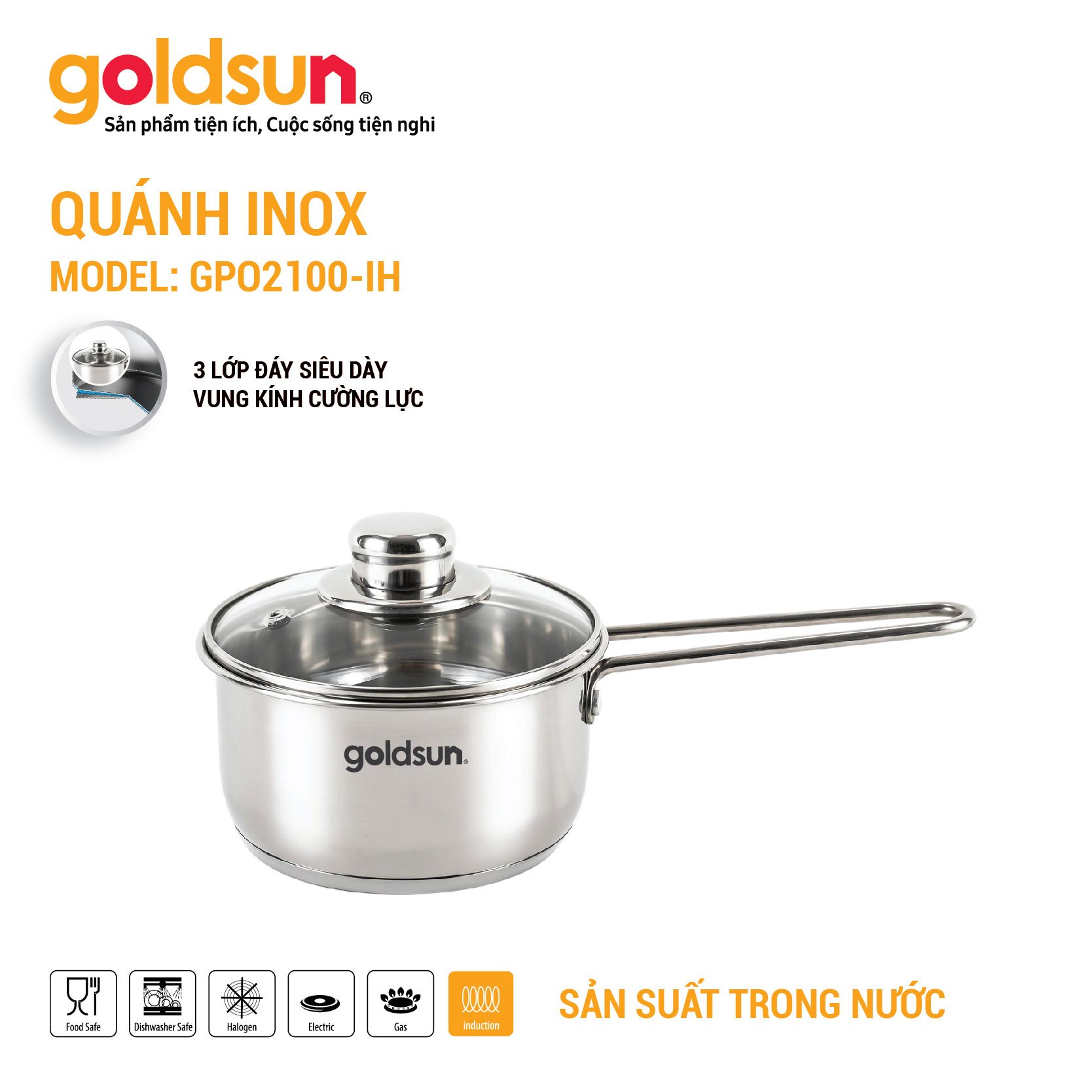 Quánh inox Goldsun GPO2100-IH