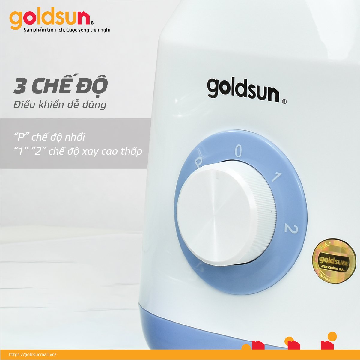 Máy xay sinh tố Goldsun công suất 400W, 2 cối thủy tinh GBL4104